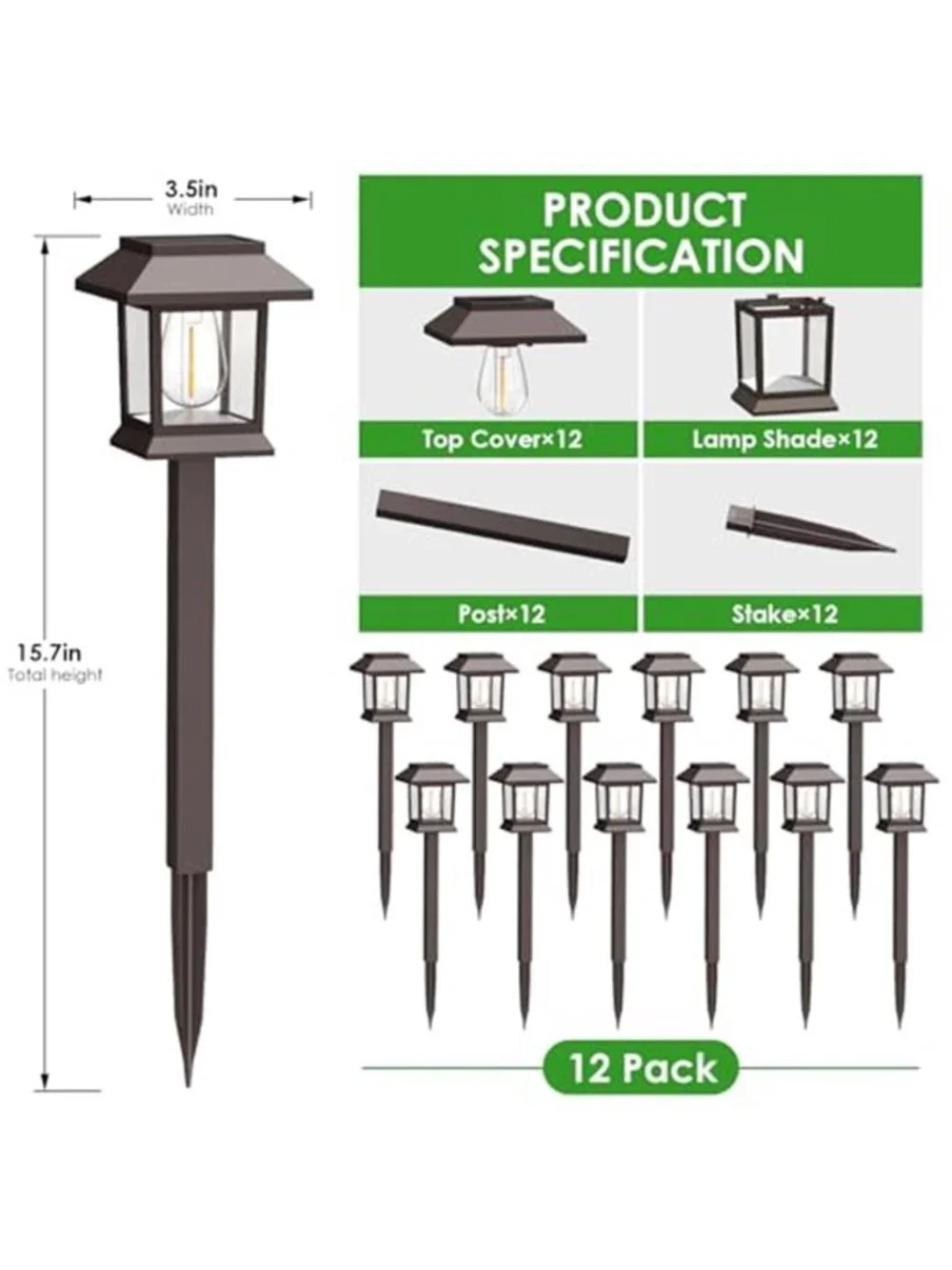 Solar Pathway Lights Outdoor 12 Pack Waterproof Garden Stake Landscape Lighting